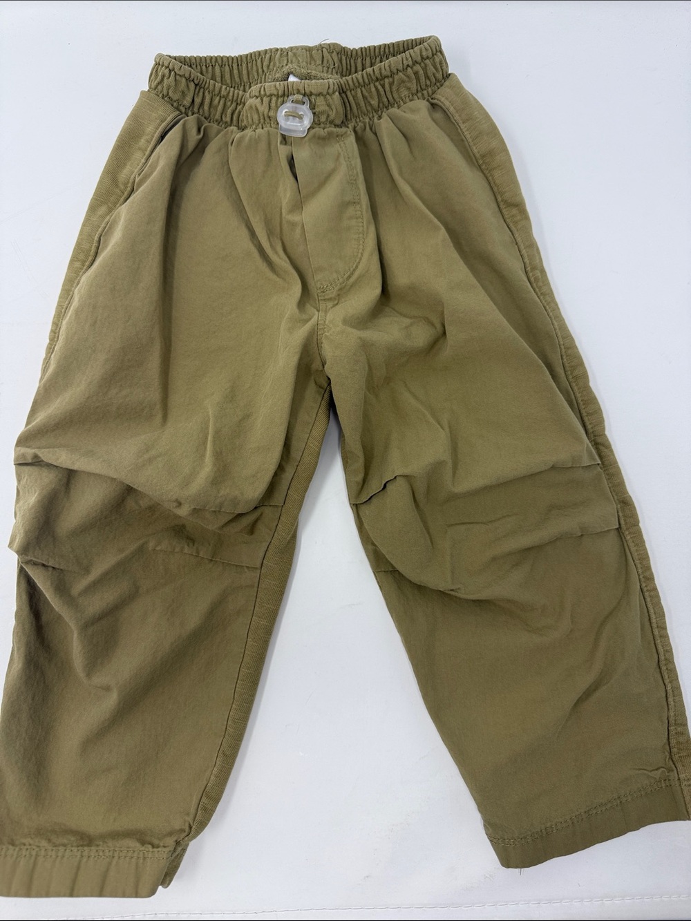 Zara Kid’s Olive Green Elastic-Waist Cargo Pants Size 2-3